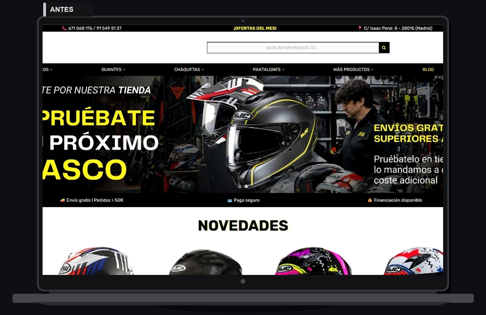 Boutique Motor antes del rebuild, capturado en pantalla de MacBook