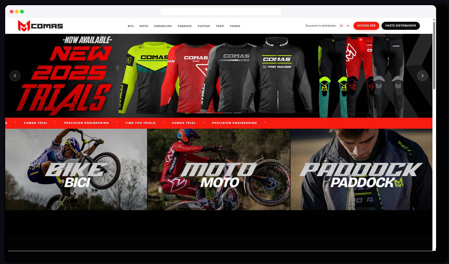 Comas Trial — PrestaShop store for trial and moto equipment