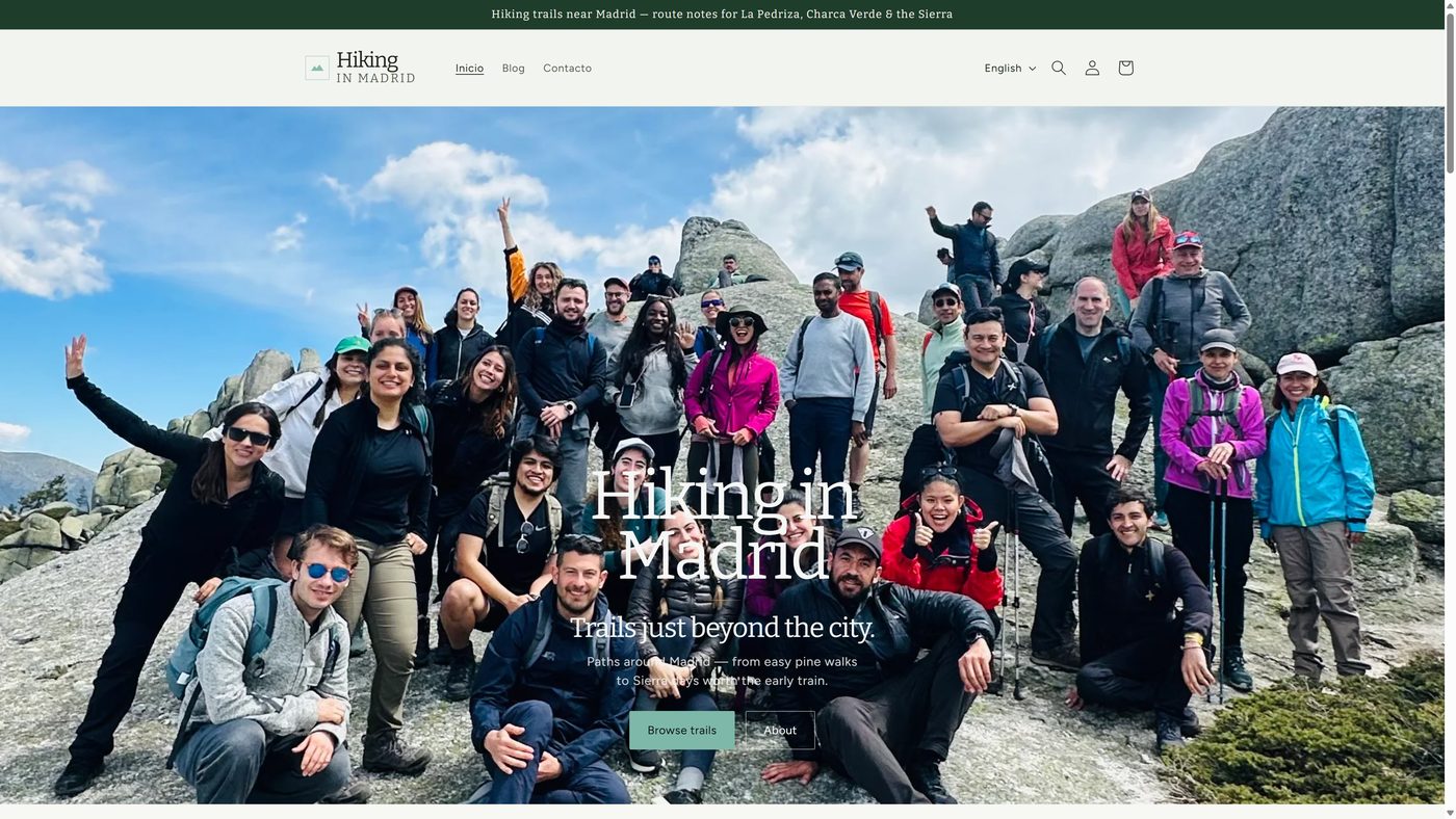 Madrid Hiking — tienda Shopify de rutas cerca de Madrid y Hypershell
