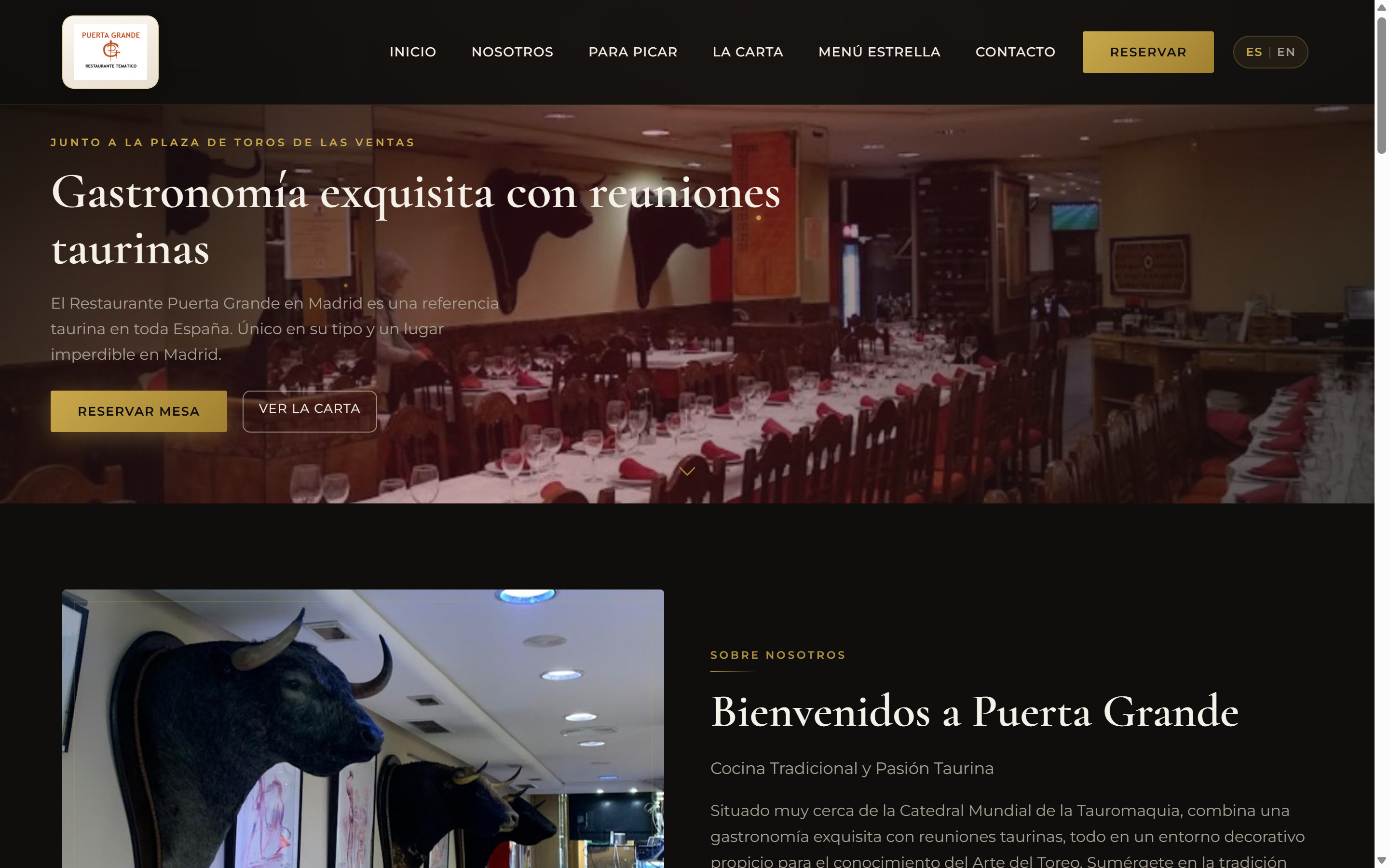 Puerta Grande Restaurante — web corporativa con carta digital y reservas online