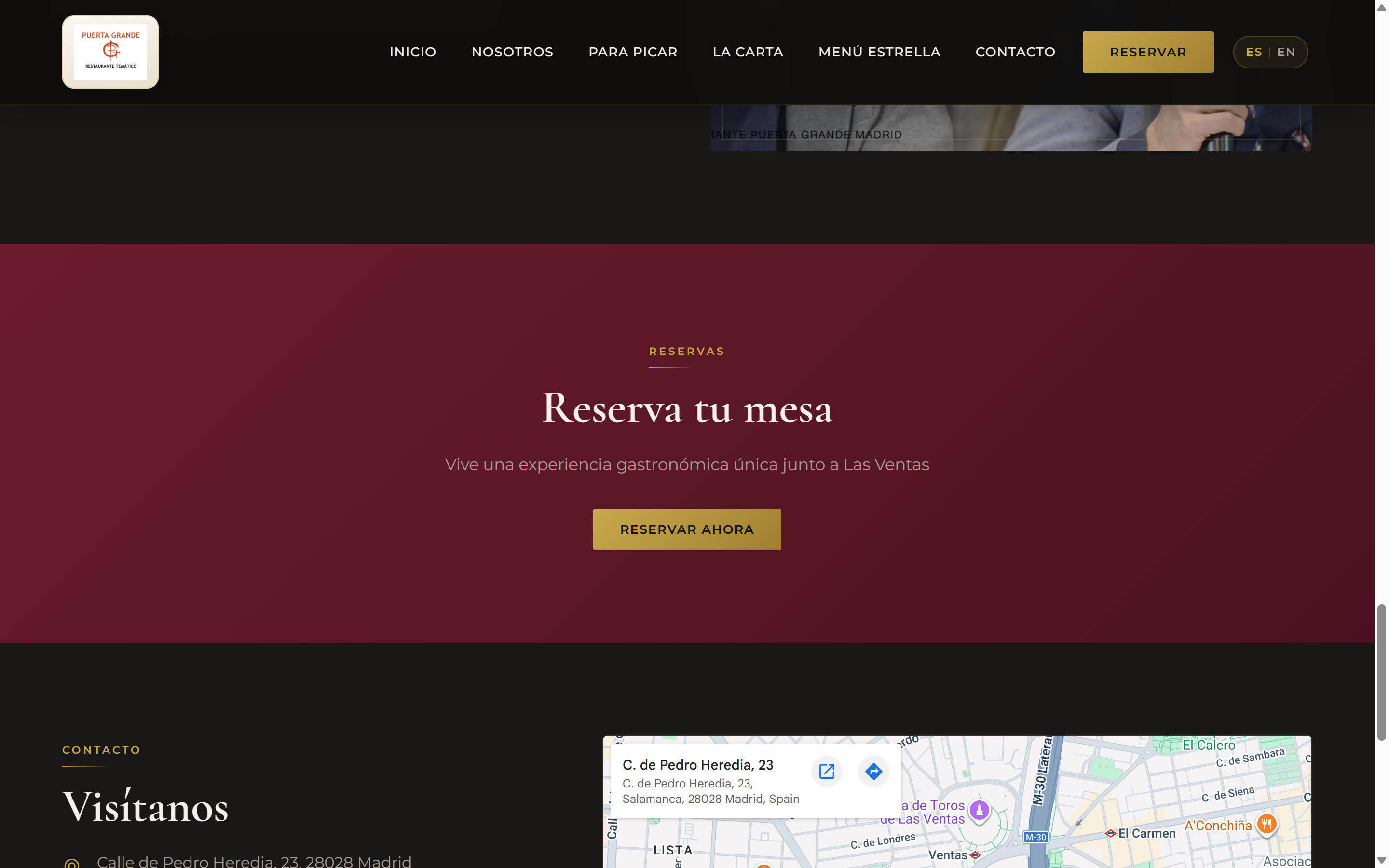 Sistema de reservas online de Puerta Grande Restaurante